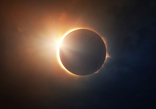 The moon covers the sun in a solar eclipse